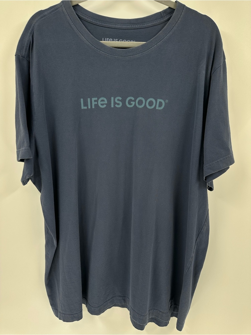 Life Is Good Crusher Men's Crewneck T-Shirt in Slate Blue Sz XXL